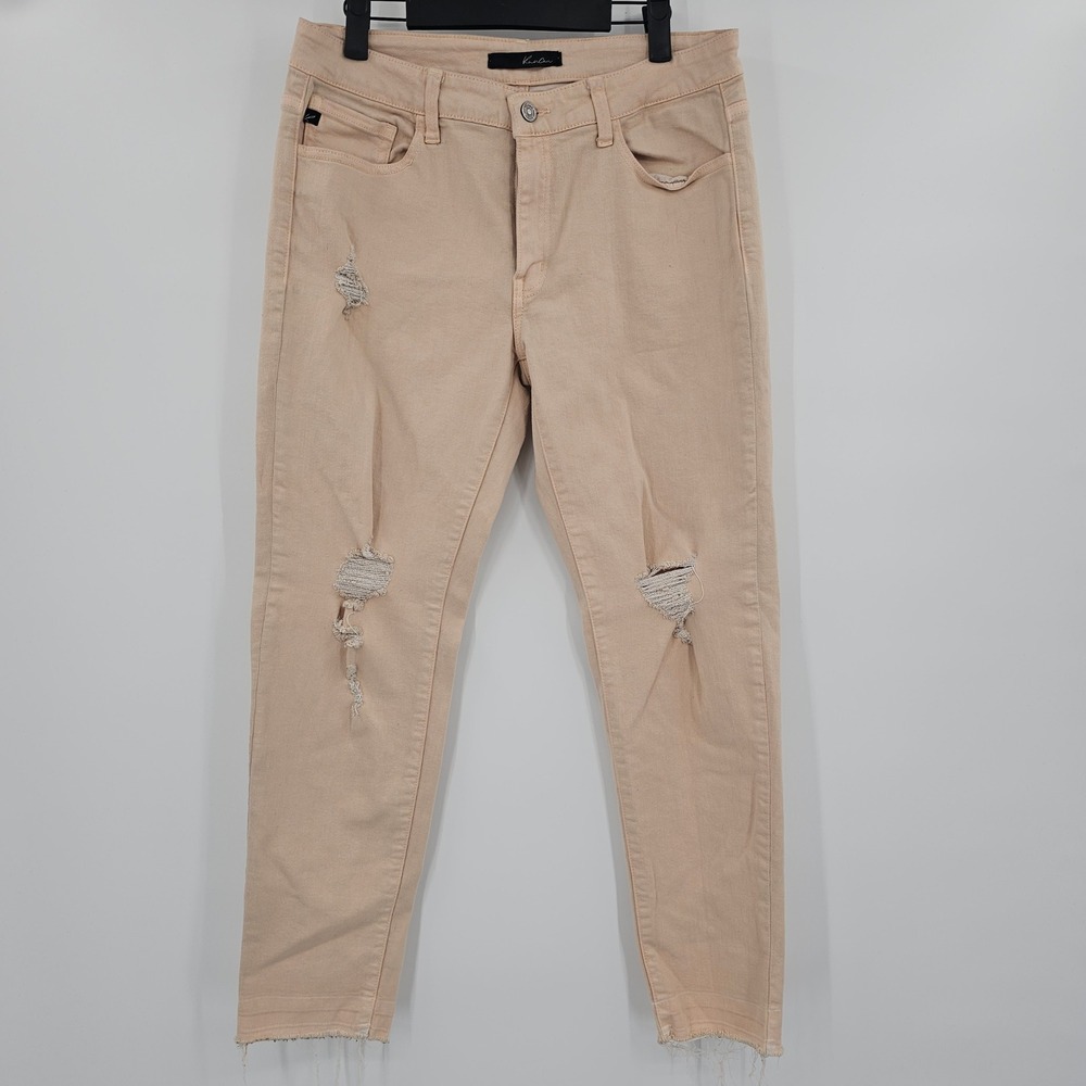 KanCan Womens Peach Distressed Skinny‎ Jeans Raw Hem Size 13 30